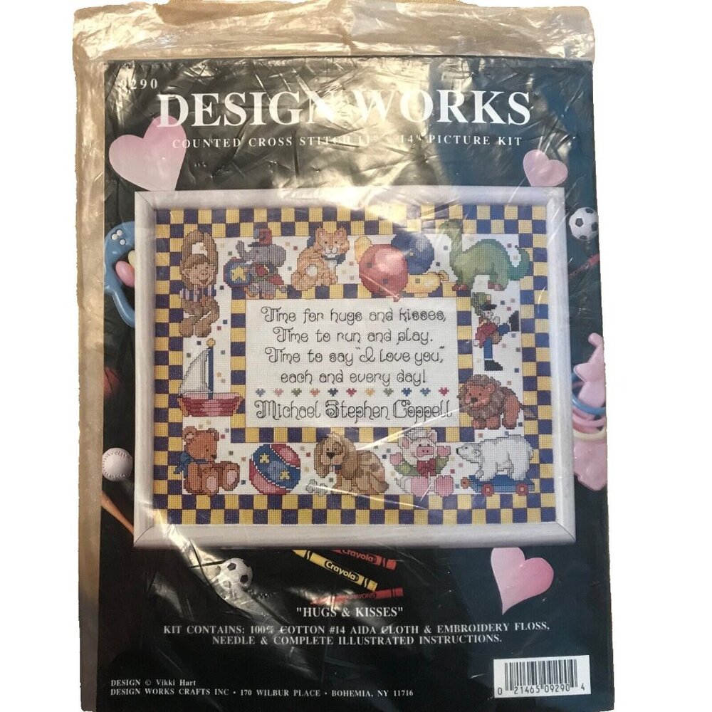 Design Works Counted Cross Stitch Kit Vintage 9290 Hugs & Kisses 11 X 14 Large